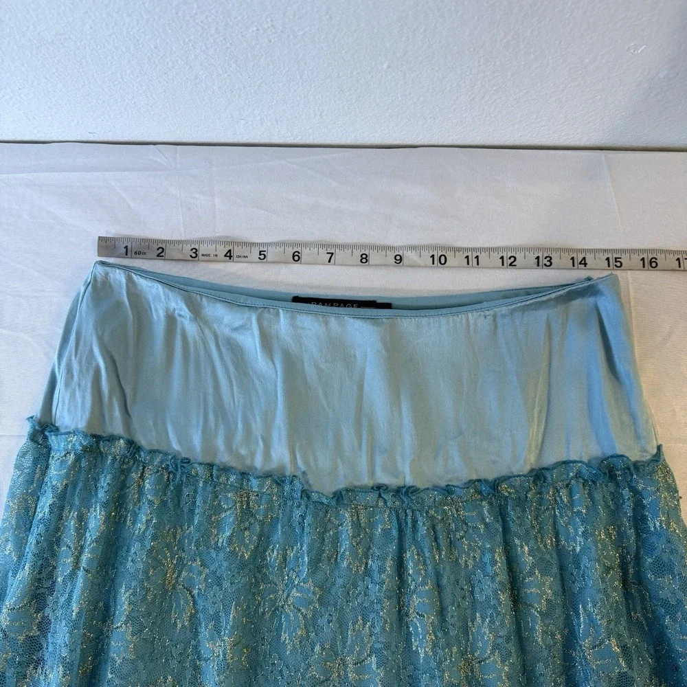 Rampage Y2K Silk Blend Aqua Blue Tiered Ruffle Skirt Size 5‎ Broomstick Boho